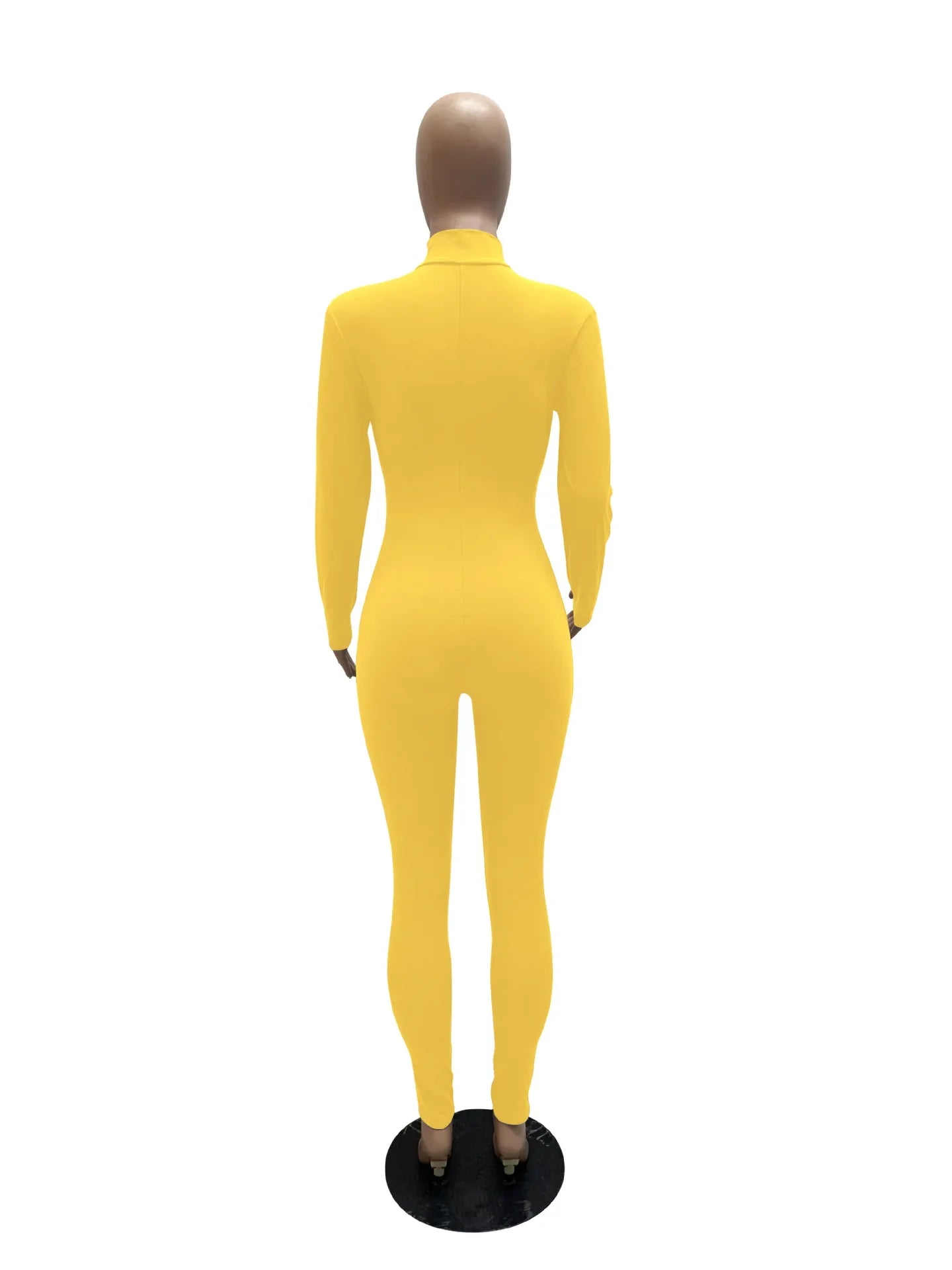 Women's Bodycon One-Piece Jumpsuit with Long Sleeves and Large Front Zipper Casual Sporty Skinny Workout Overalls Top