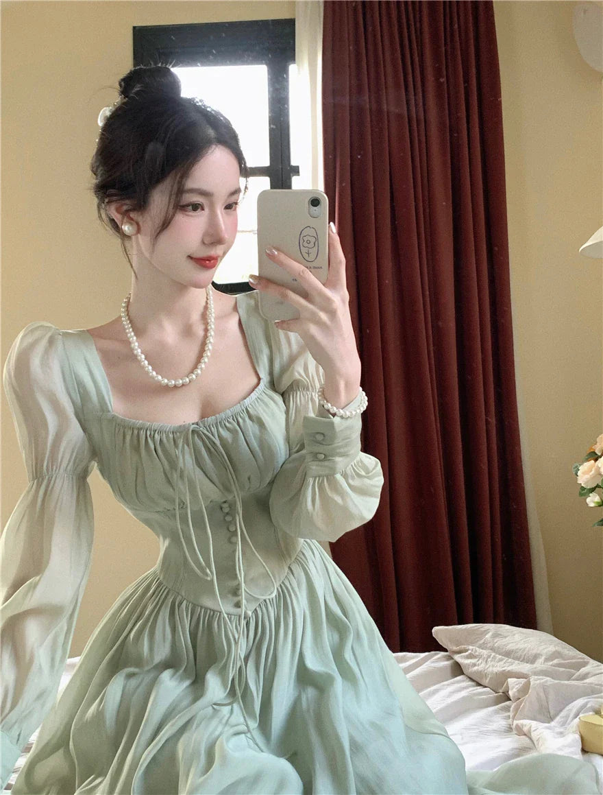 Elegant Long Sleeve Vintage Party Birthday Dress For Women