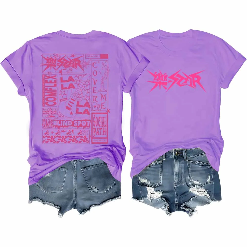 Stray Kids Kpop T-Shirt Rock Star Short Sleeve Cotton Tee with Streetwear Design