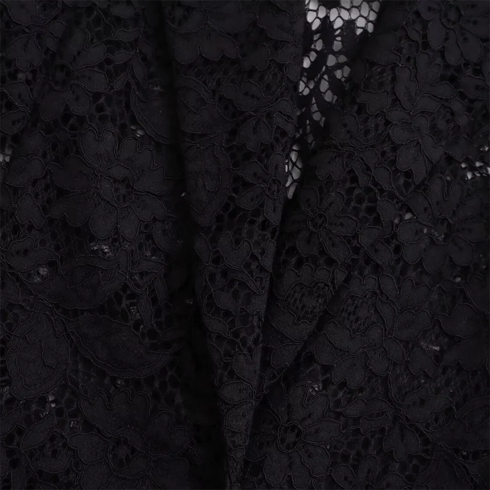 Women's Elegant Lace Suit Jacket and High Waisted Skirt Set Casual Versatile Temperament Fashion Ensemble