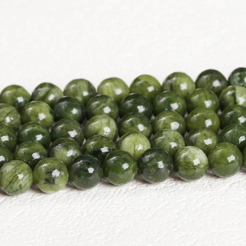 Natural Dark Color Southern Jade Beads Round Loose Spacer for DIY Jewelry Making Necklace and Bracelet