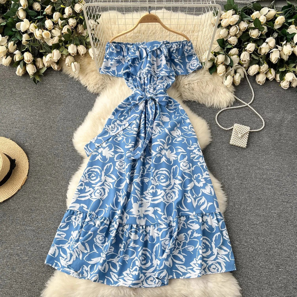Romantic Floral Off Shoulder Maxi Dress For Women Boho Chic