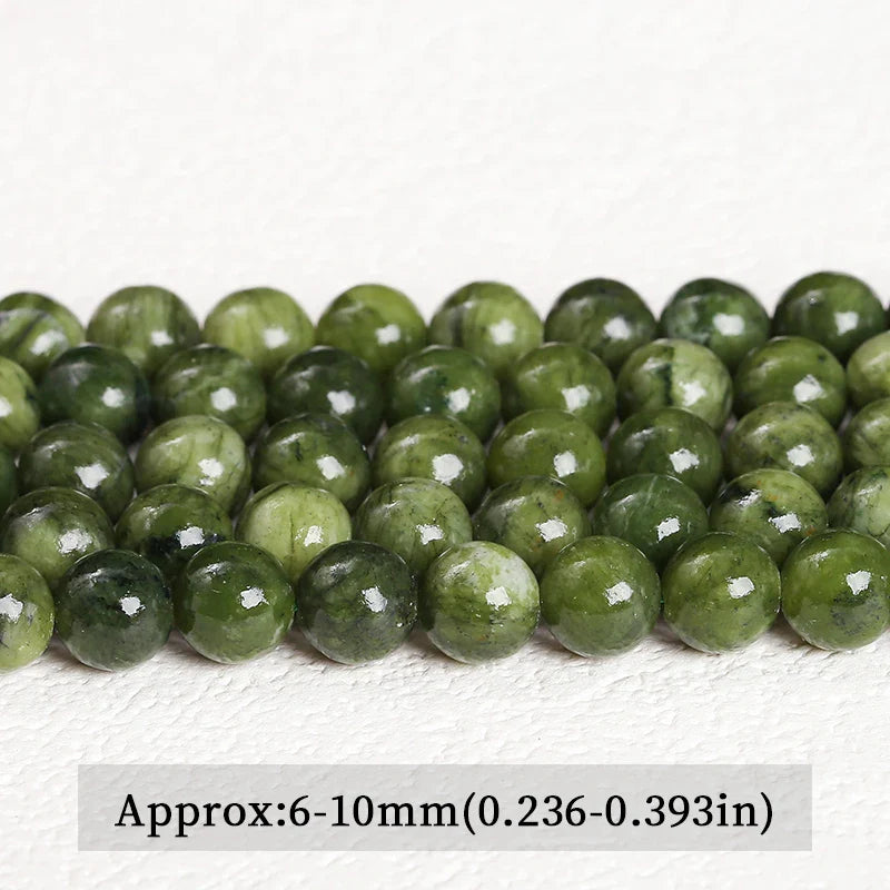 Natural Dark Color Southern Jade Beads Round Loose Spacer for DIY Jewelry Making Necklace and Bracelet