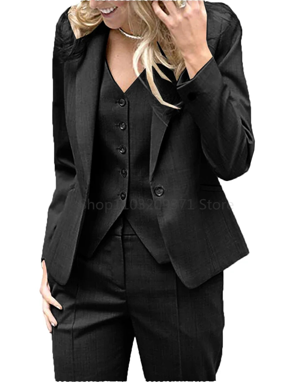 Women 3 Piece Suit Set Blazer Vest Pants For Office