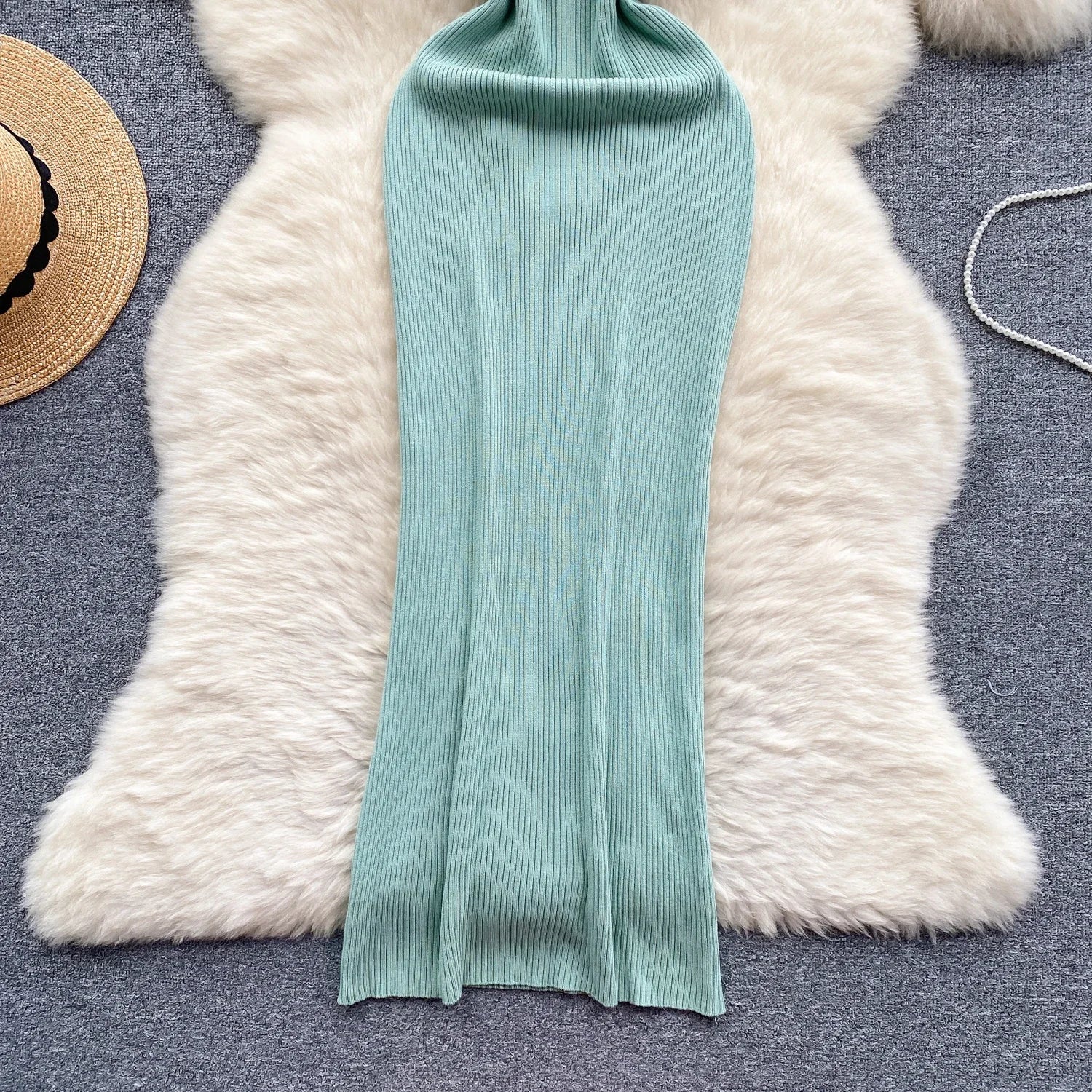 Summer Knit Bodycon Solid Dress for Women Short Sleeve Maxi