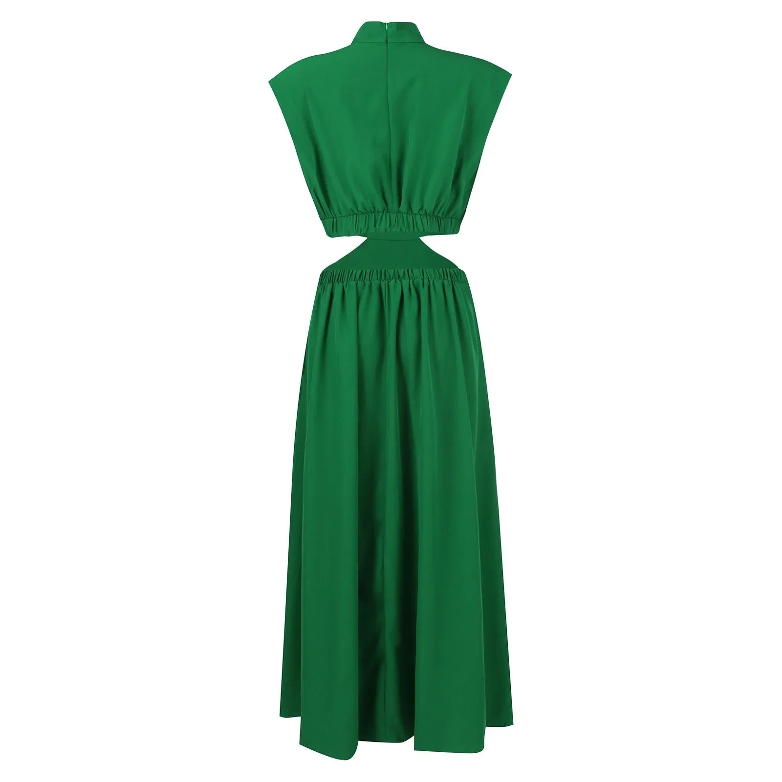 Solid Color High Waist Maxi Dress Sleeveless With Pockets