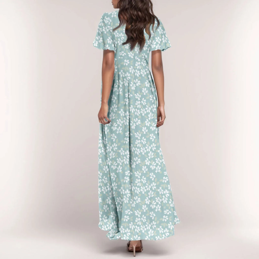 Floral Chiffon Maxi Dress for Summer Wedding Guest Chic