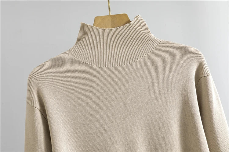 Cozy Knit Shawl Pants Set for Women with Elegant Turtleneck Sweater and Wide Leg Trousers