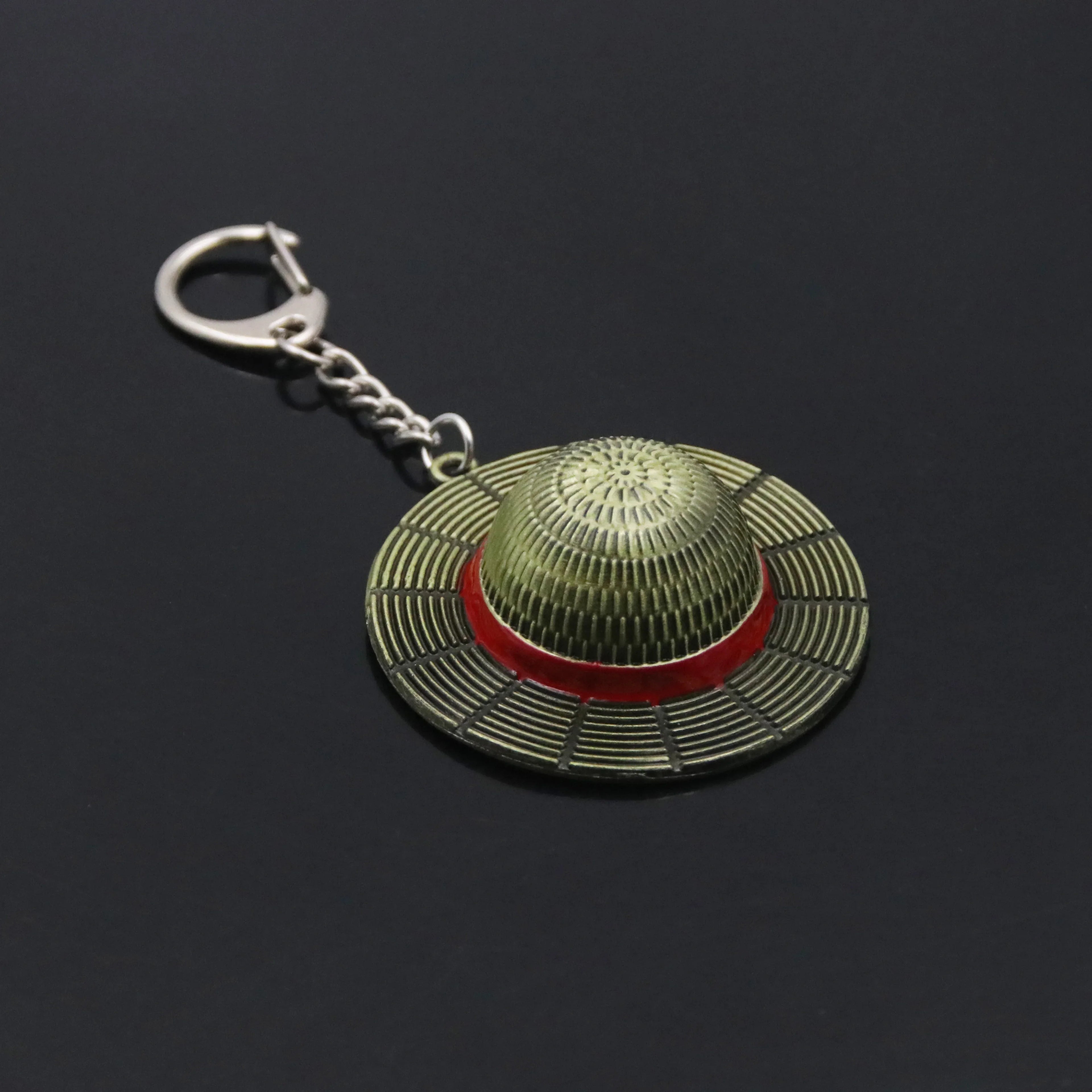 Classic Anime Keychain Straw Hat Pendant Metal Keychain for Cosplay and Collectors