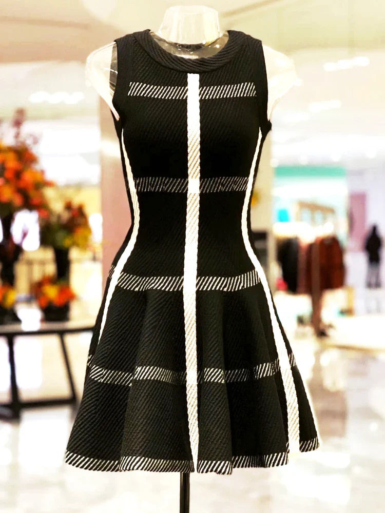 Elegant Black Knit Dress For Women Sleeveless Party Dress