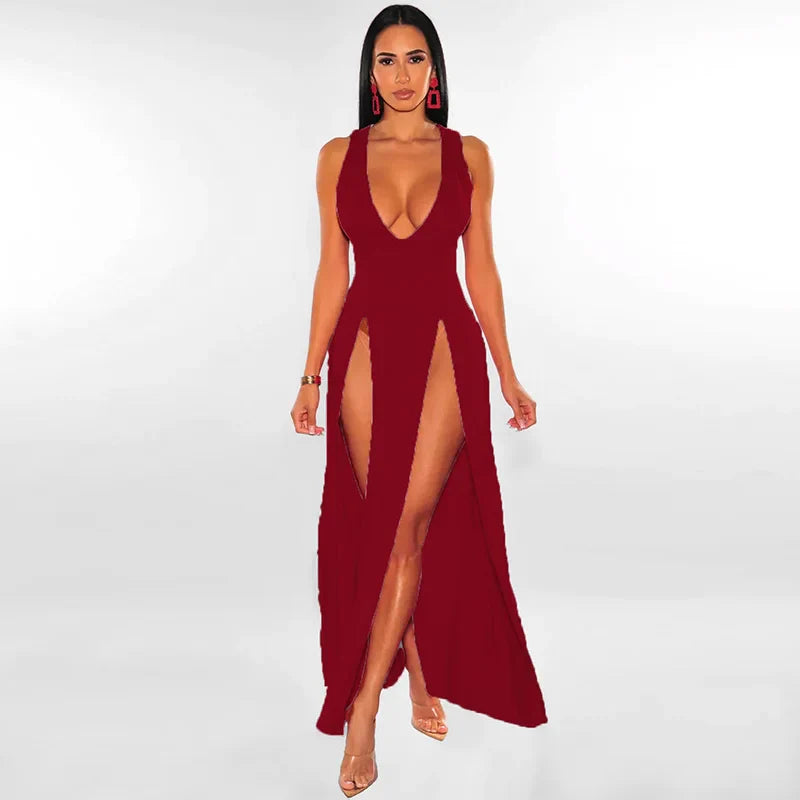 Backless V Neck Maxi Dress for Elegant Party Night