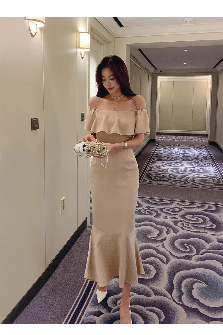 Slash Neck Mermaid Dress For Women Elegant Party Dress