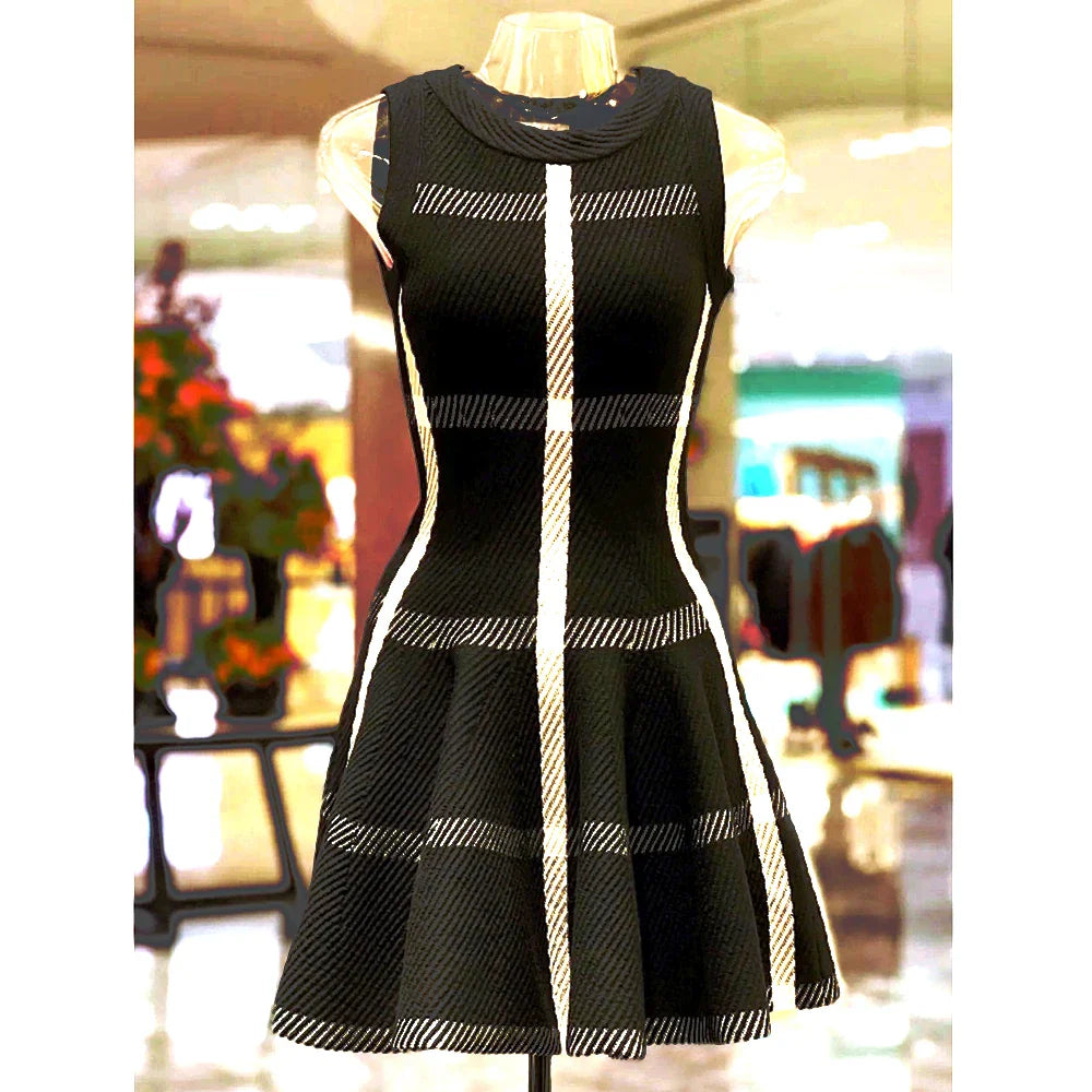 Elegant Black Knit Dress For Women Sleeveless Party Dress