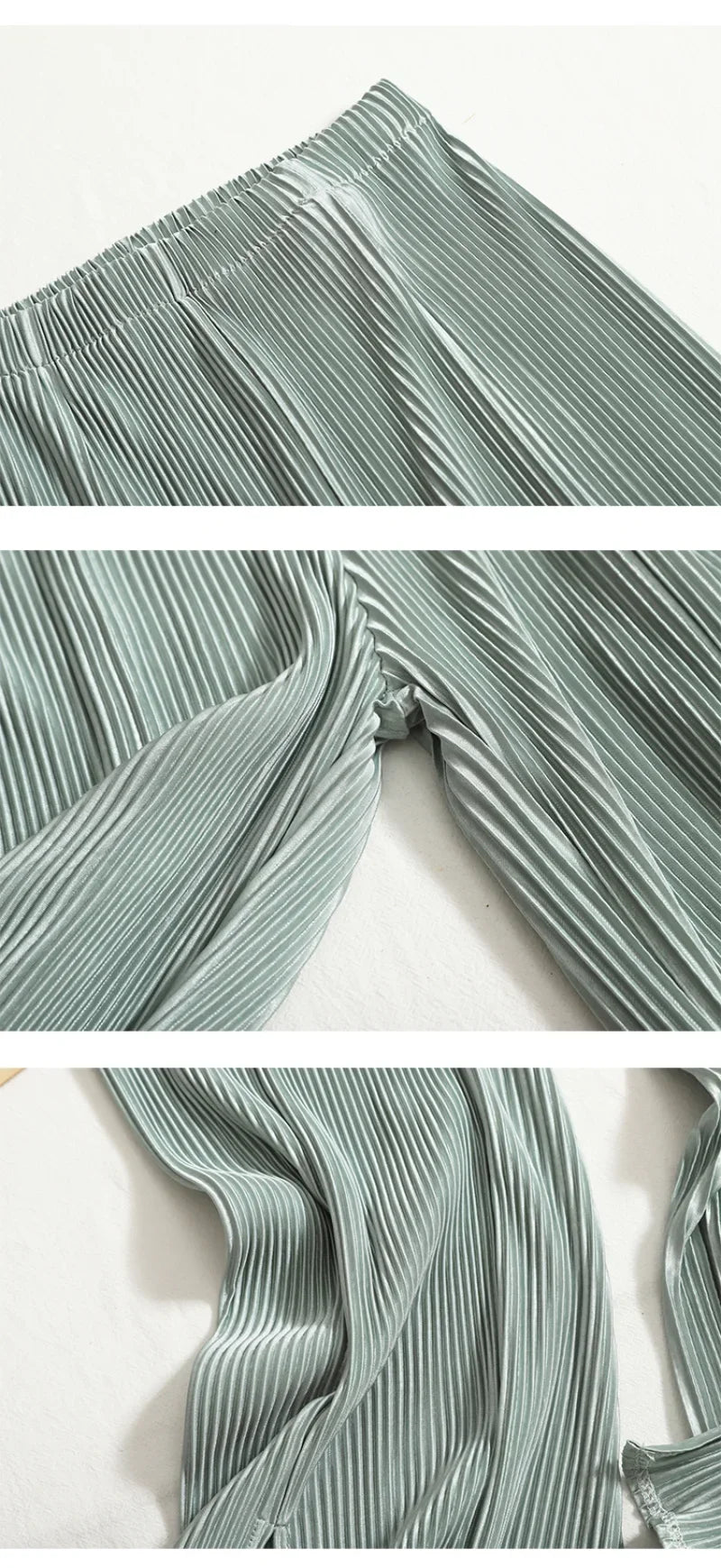 Elegant Summer Two Piece Set for Women Featuring Round Neck T-Shirt and High Waist Wide Leg Pants