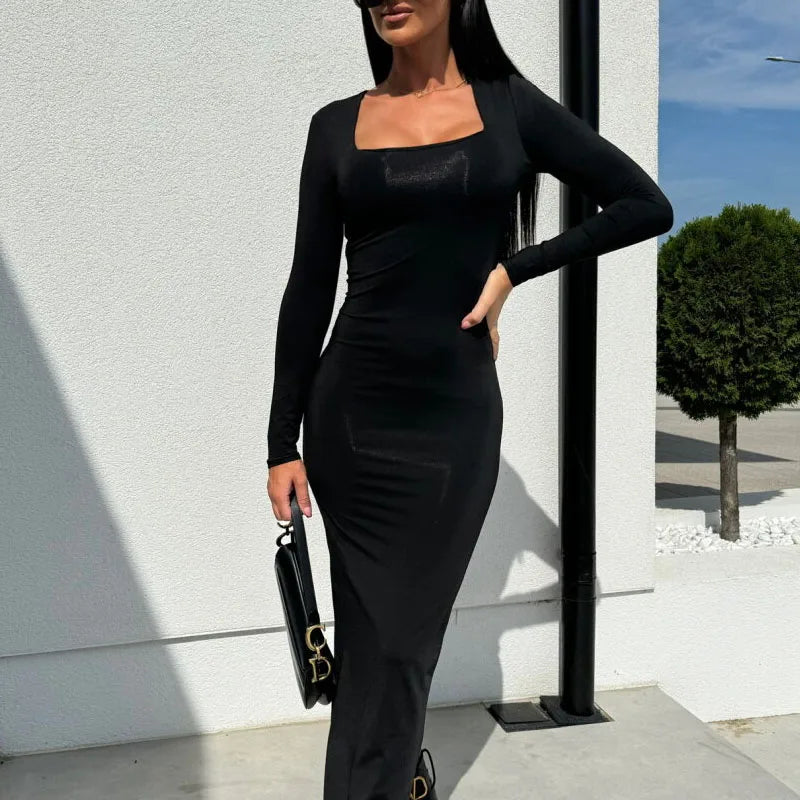 Leopard Print Long Sleeve Cutout Party Dress Evening Club