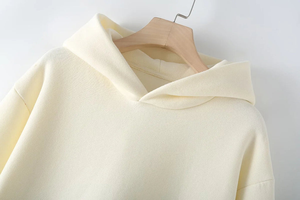 Women's Fleece Coat and Pant Set with Long Sleeve Hooded Sweatshirt and Casual Drawstring Trousers for Office and Everyday Wear