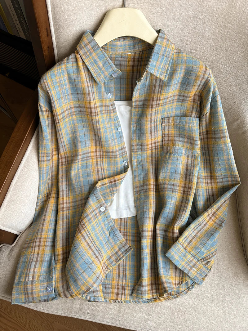 Red Plaid Button Down Shirt for Women and Teens Long Sleeve Collared Checkered Shirt Jacket Casual Fall Winter Christmas Outfit