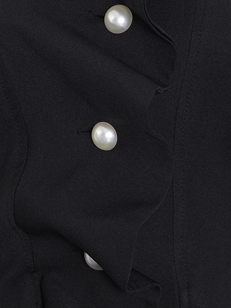 Solid Patchwork Folded Lapel Blouse for Women Long Sleeve Spliced Single Breasted Minimalist Casual Shirt