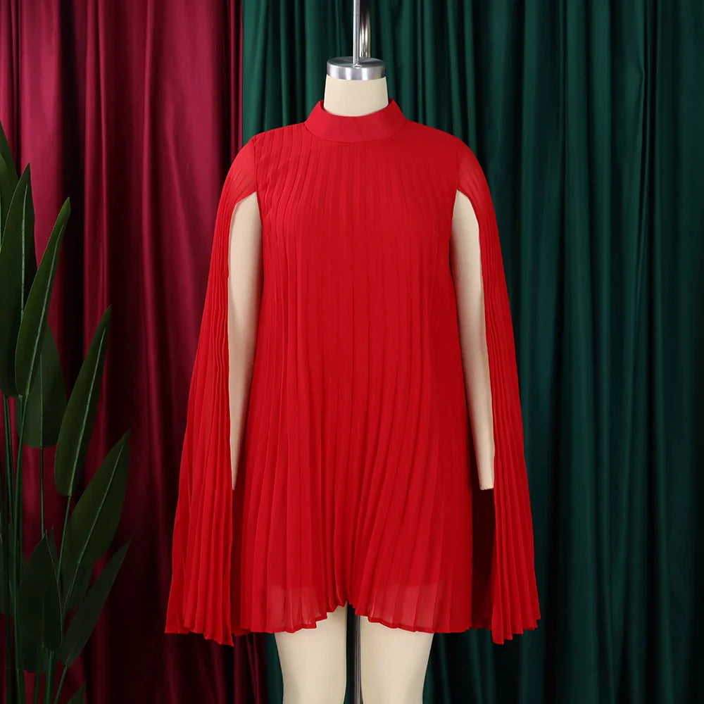 Elegant Chiffon Dress For Women Batwing Sleeve Knee Length