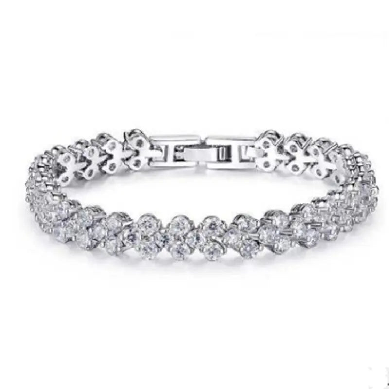 Luxury Roman Crystal Geometric Chain Bracelet for Women with Rhinestone Charm Bangles and Goth Style Jewelry Accessories