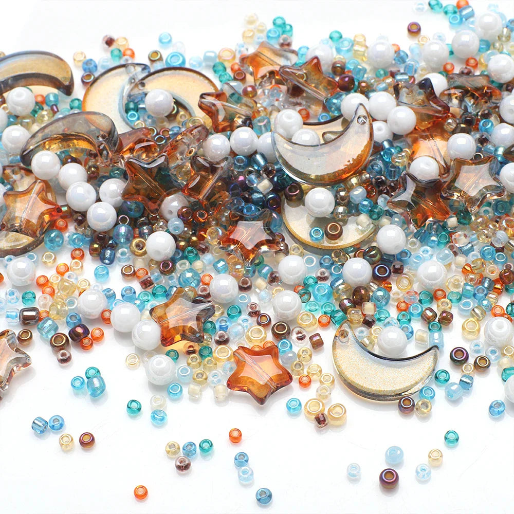 Mixed Star and Moon Crystal Glass Beads for DIY Jewelry Making Craft Bracelets Necklaces and Earrings