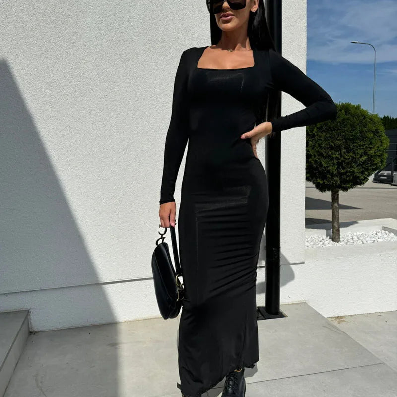 Leopard Print Long Sleeve Cutout Party Dress Evening Club