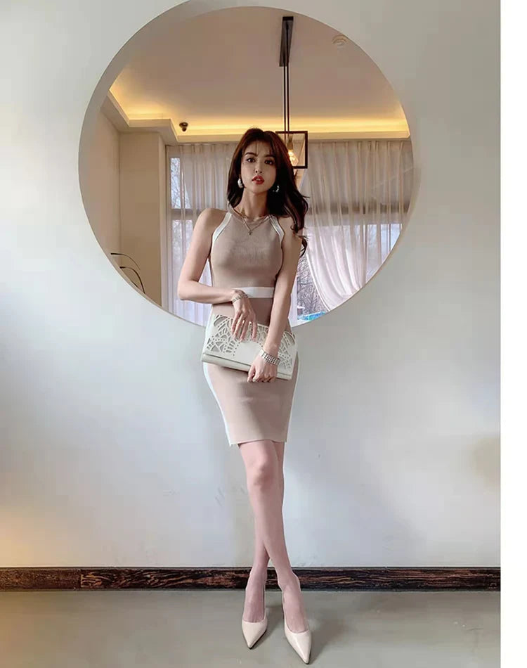 Womens Summer Bodycon Maxi Dress Sleeveless Bandage Knit