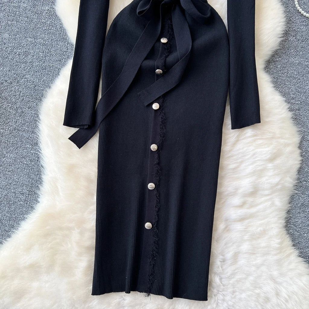 Womens Knit Dress Long Sleeve Sweater Casual Elegant