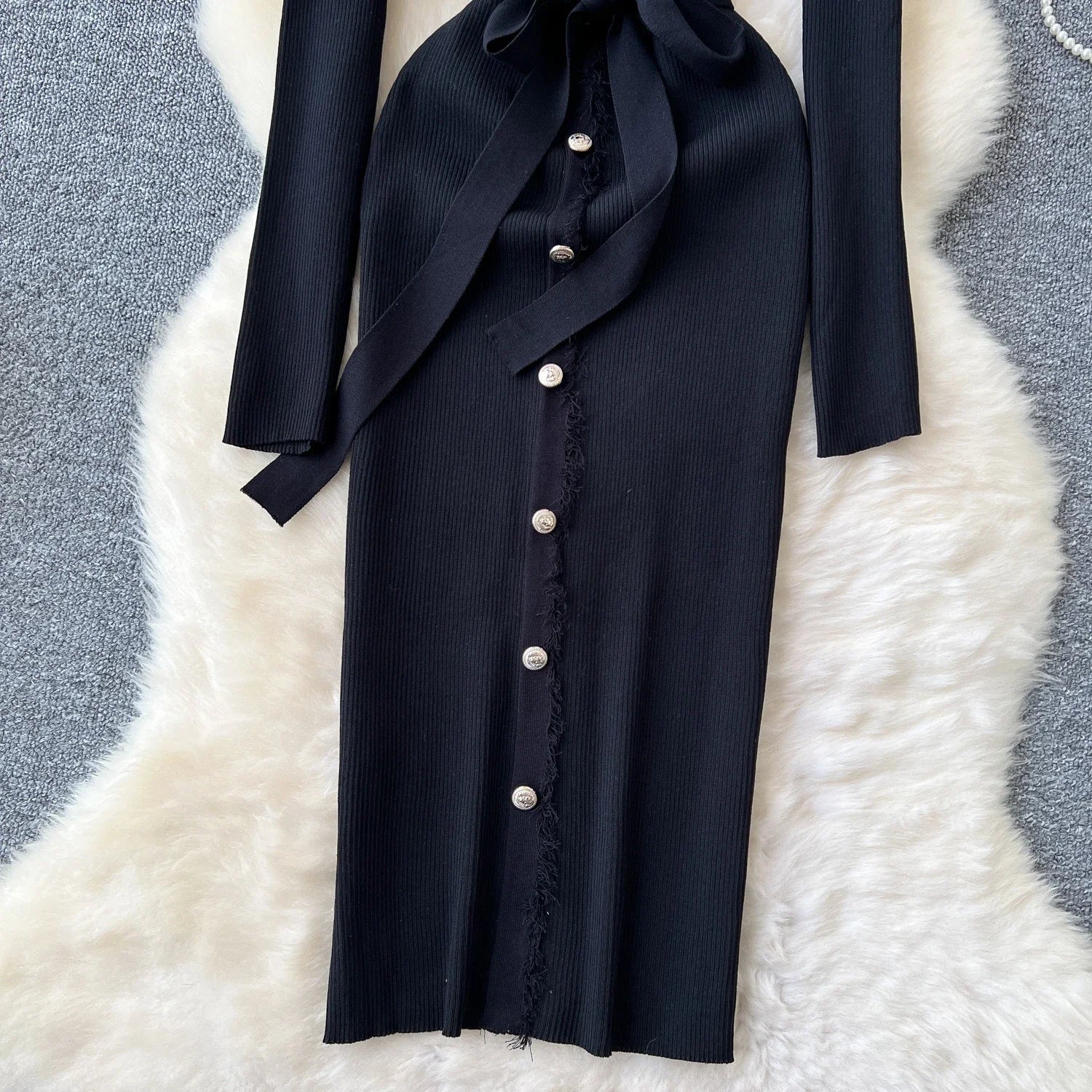 Womens Knit Dress Long Sleeve Sweater Casual Elegant