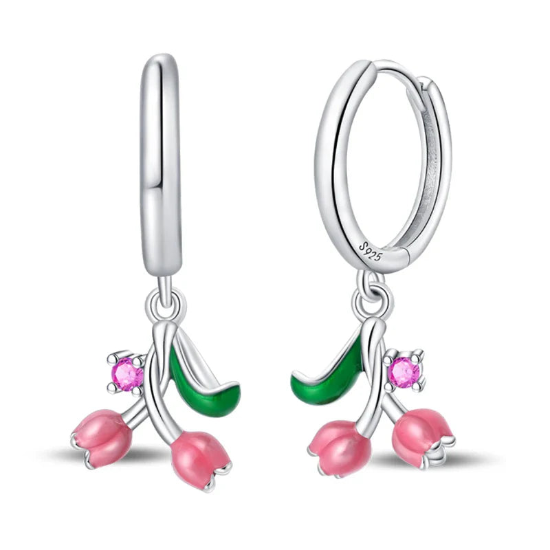 Colorful Butterfly Bee Ladybug Rainbow Flower Earrings in 925 Sterling Silver for Women Fashion Jewelry Gifts