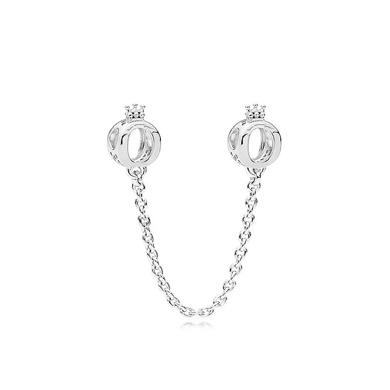 DIY Love Heart Family Safety Chain Bracelet with 925 Silver Star Clip Bead and Flower Charm Gift