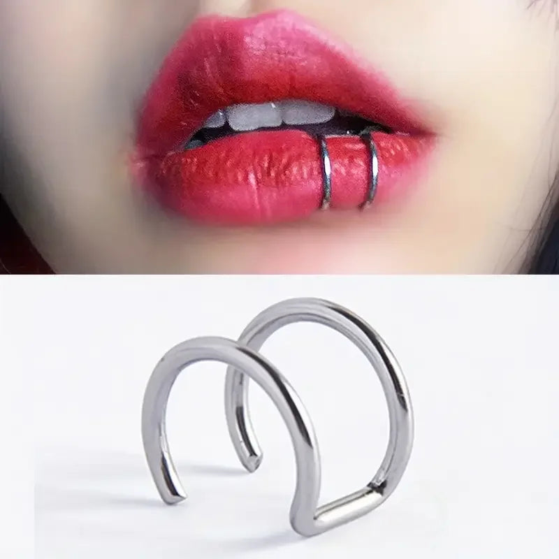 Stainless Steel Fake Nose Ring Hoop Non-Pierced Septum Earring Body Jewelry for Women
