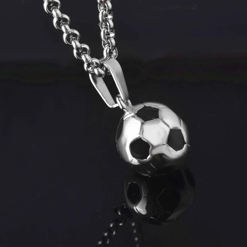 Football Necklace with Stainless Steel Chain for Men Boys Gift Pendant in Gold and Silver