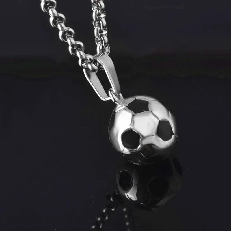 Football Necklace with Stainless Steel Chain for Men Boys Gift Pendant in Gold and Silver