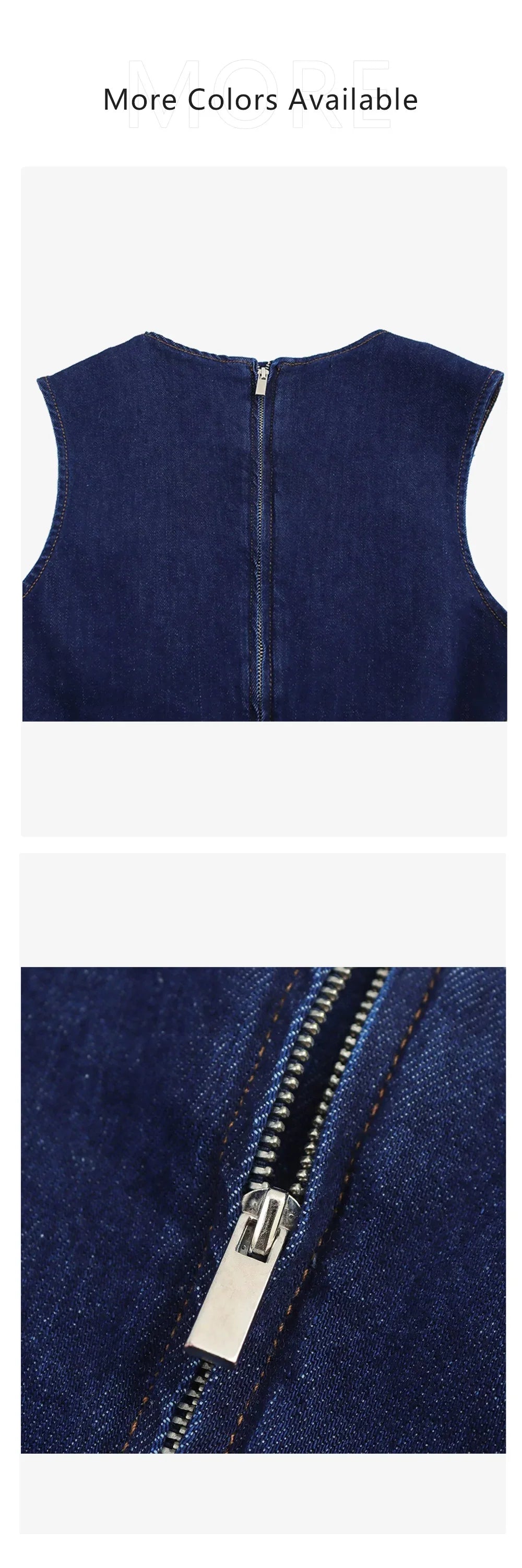 Cowboy Style Sleeveless Midi Dress With Zipper Decoration