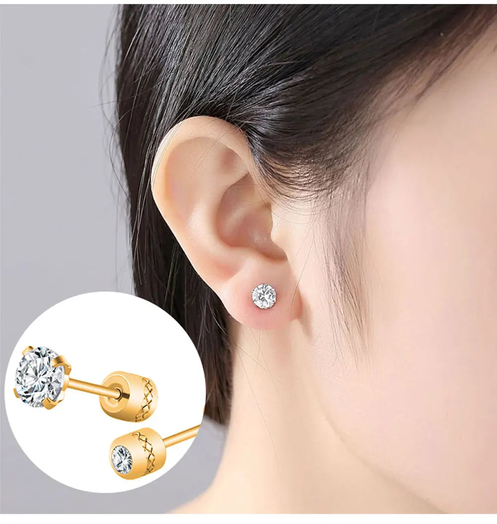 Stainless Steel Crystal Stud Earrings for Men and Women Durable Non-Fading Jewelry