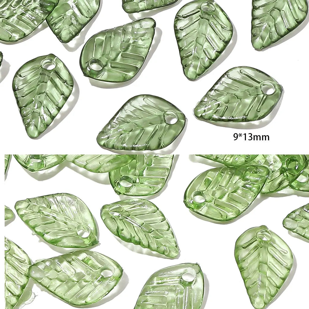 100 Pieces Mini Acrylic Tree Leaf Beads for DIY Handmade Jewelry Necklaces and Earrings Accessories