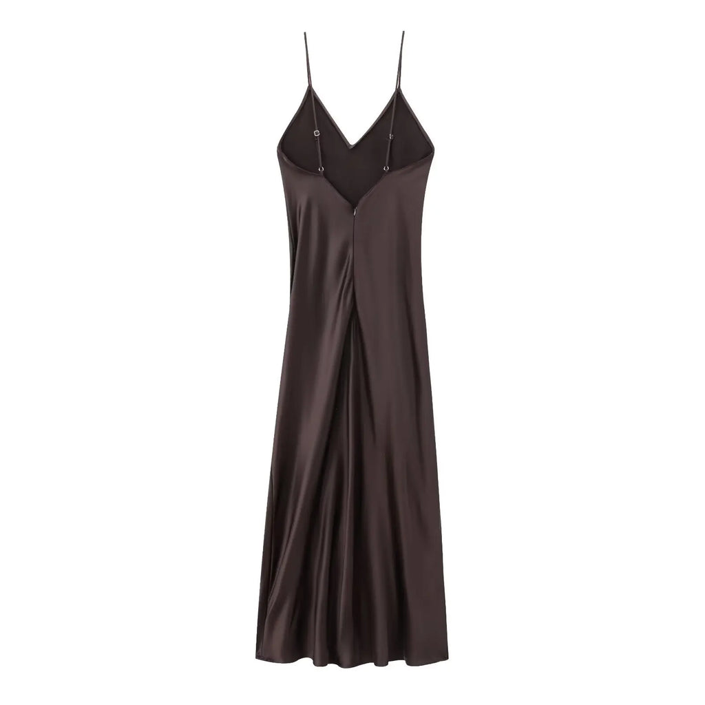 Satin Cowl Neck Maxi Dress With Spaghetti Straps Occasion
