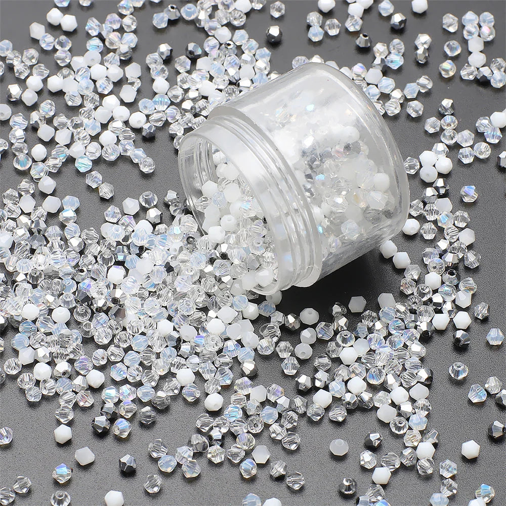 500Pcs 3mm Mixed AB Color Czech Bicone Glass Beads for DIY Jewelry Making and Handmade Bracelets