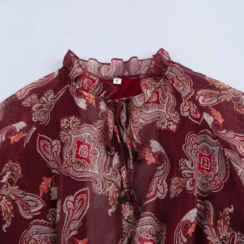 Printed Summer Long Sleeve Midi Dress for Women Chic