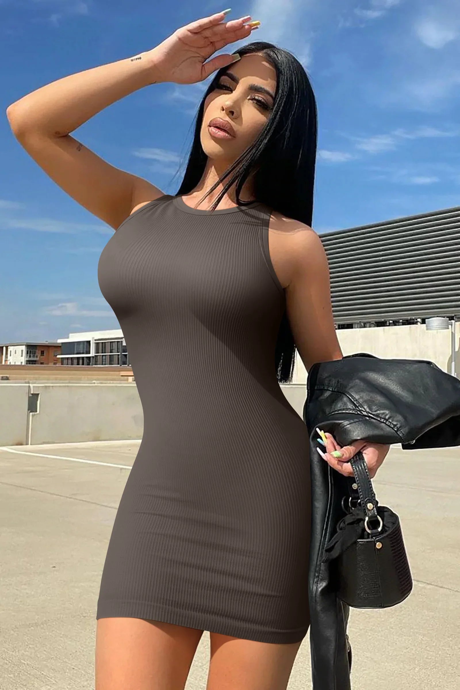 Sexy Sleeveless Bodycon Dress For Women Mini Wrap Hip