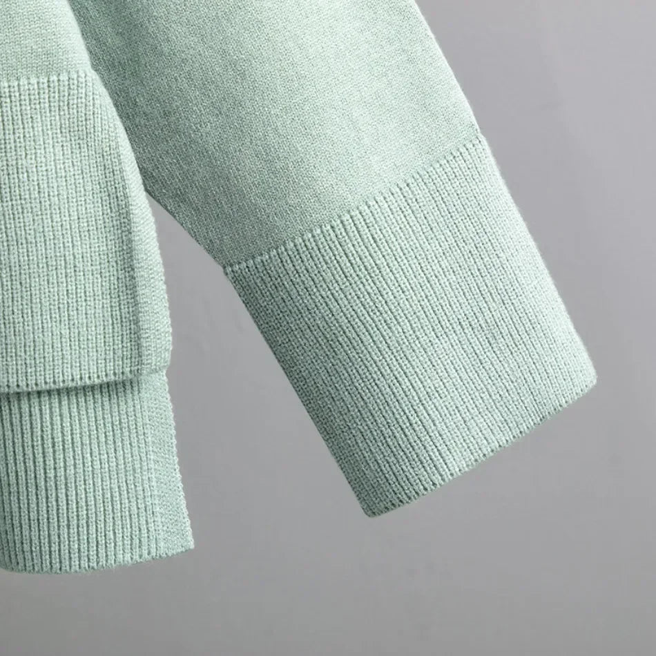 Casual Women's Sweater Pullover Knit Two-Piece Set with Loose Pants for Autumn and Winter