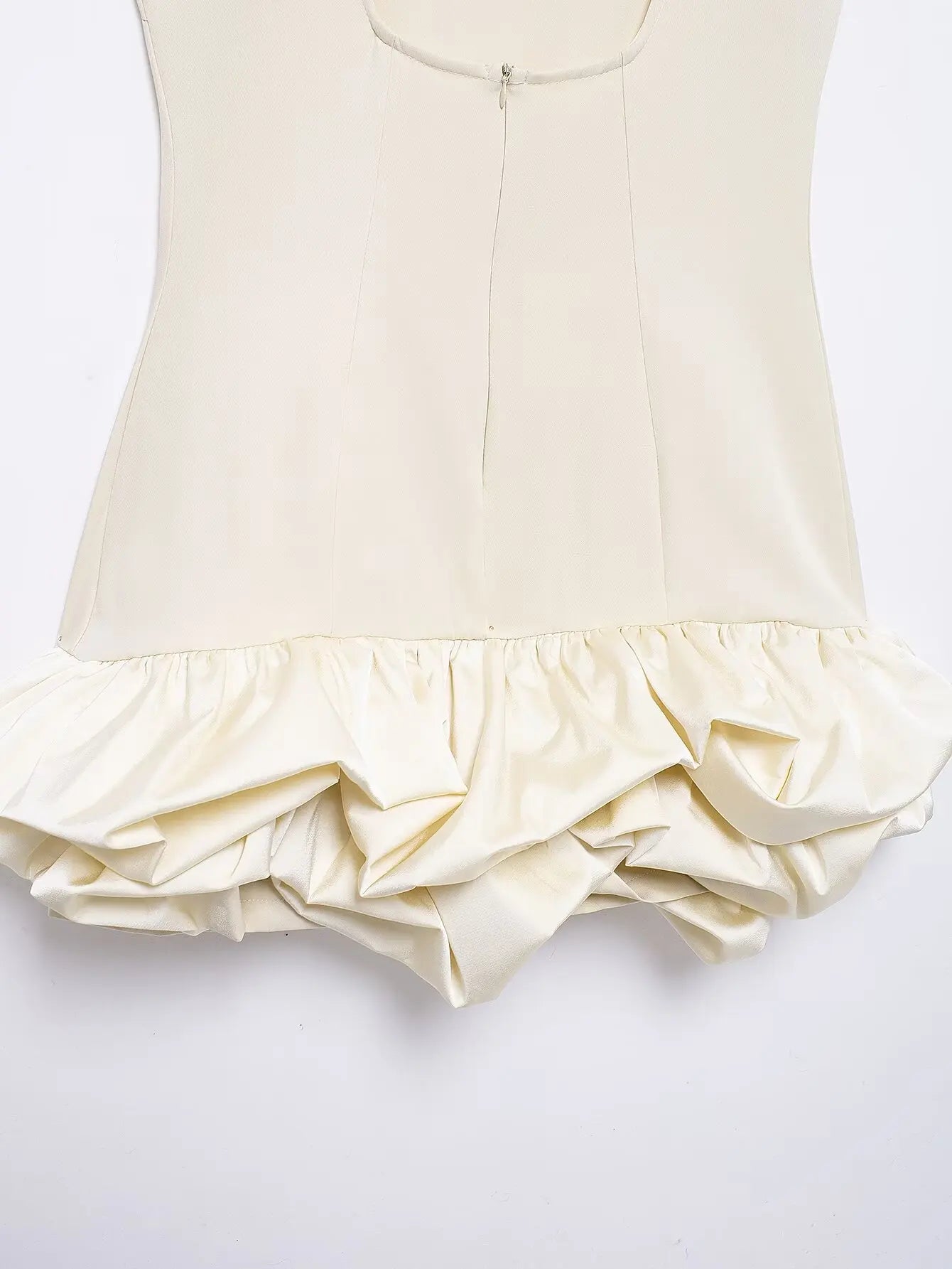 Backless Patchwork Mini Dress For Women Fluffy Hem Party