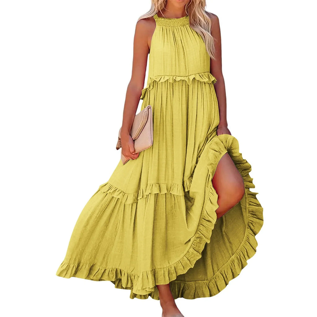 Women Summer Maxi Dress Lightweight Beach Swing Dress