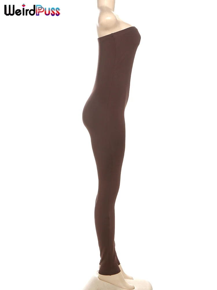 Weird Puss Women's Fitness Romper Summer Trend Solid Stretch Hipster Tight Streetwear Workout Casual Sporty Slim Playsuit