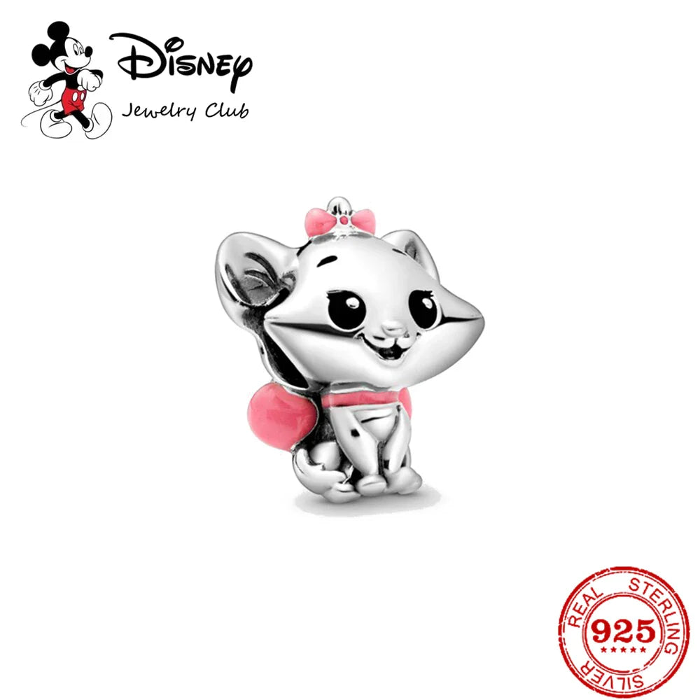 925 Sterling Silver Mickey Minnie Charm Beaded Fit Snake Bracelet DIY Ladies Jewelry