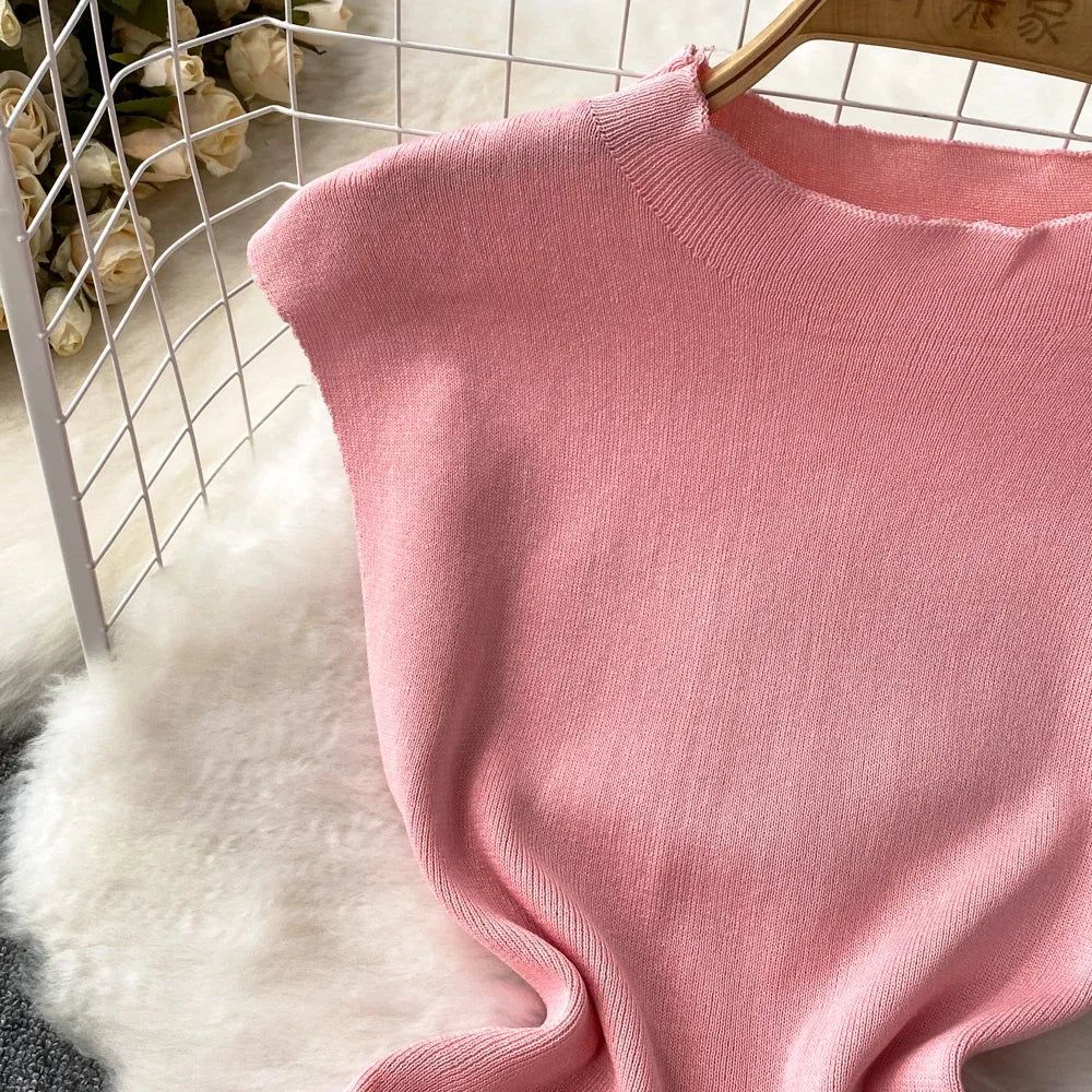 Pink Backless Summer Knit Bodycon Beach Dress for Women