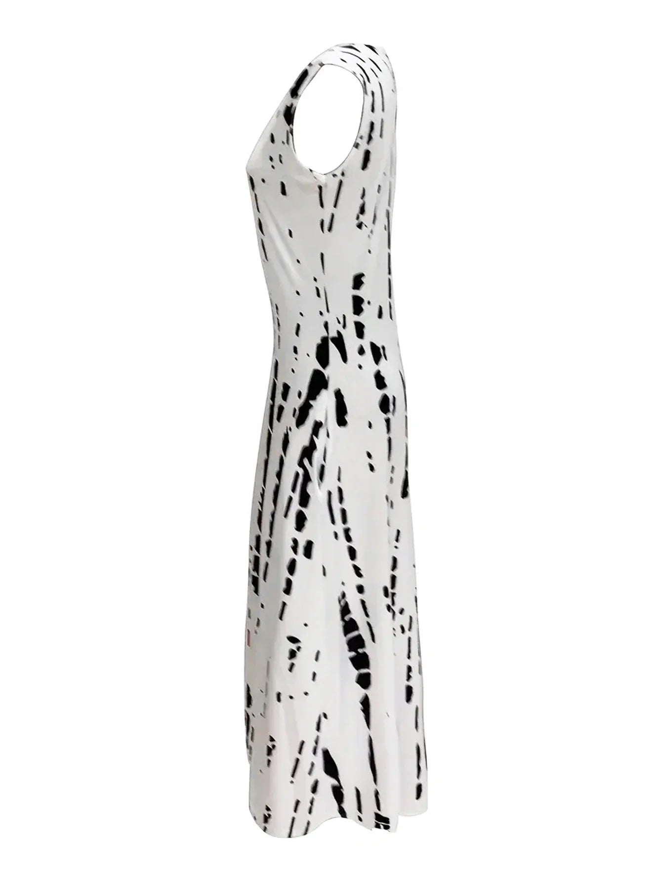 Vintage Floral Print Sleeveless Maxi Dress With Pocket