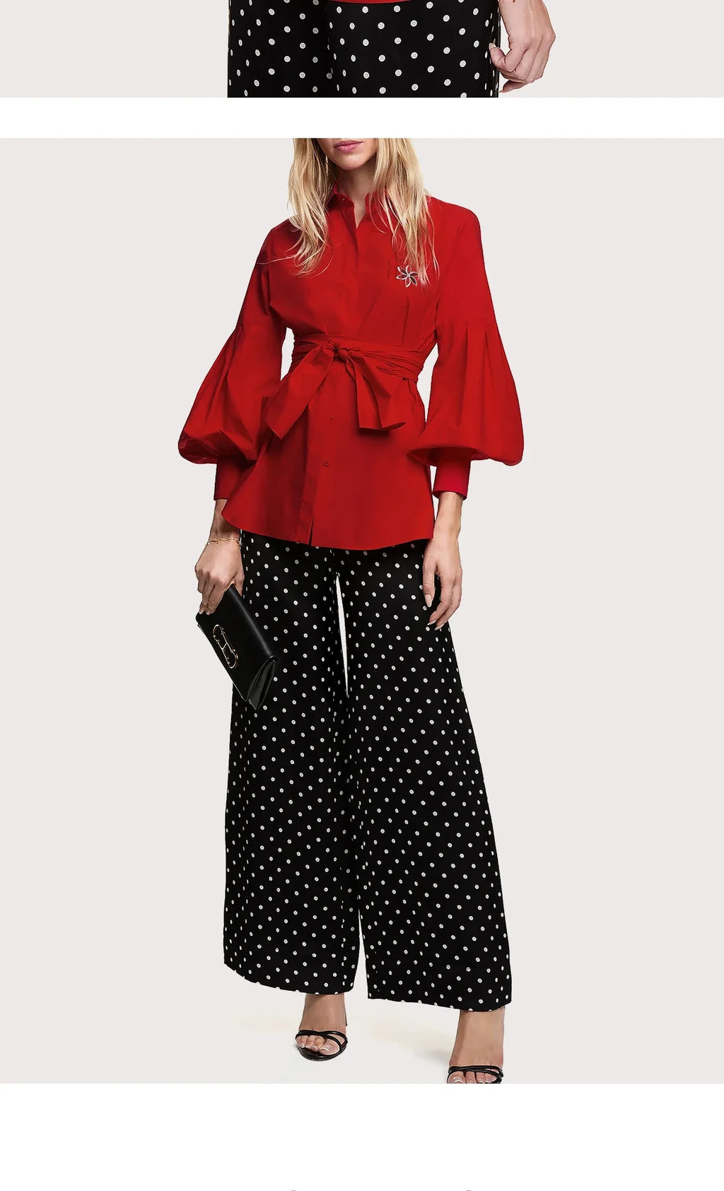 Women Embroidered Elegant Lantern Sleeve Blouse Casual Long Sleeve Office Shirt Fashionable Commuting Top