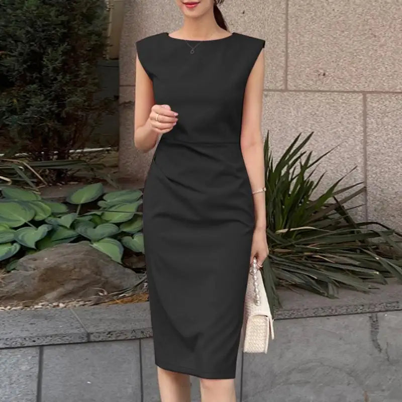 Summer Party Dress for Women Sleeveless O Neck Knee Length